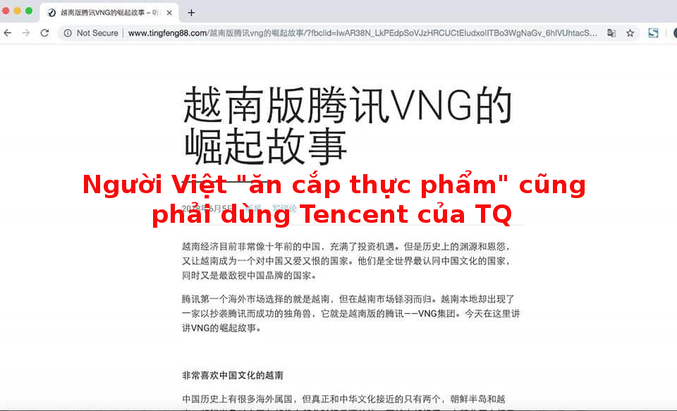 Báo TQ “ch ửi” VN: “ăn cắp thực phẩm” cũng phải dùng Tencent của TQ