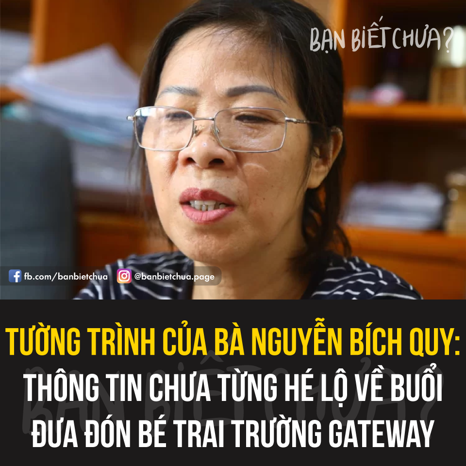 Khởi tố bà Nguyễn Bích Quy, người đưa đón trẻ trường Gate way