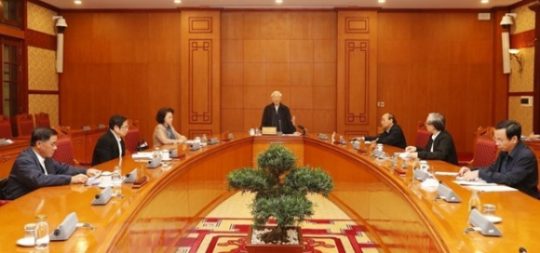 Tổng Bí thư, Chủ tịch nước Nguyễn Phú Trong xuất hiện, chủ trì họp Tiểu ban Nhân sự Đại hội XIII